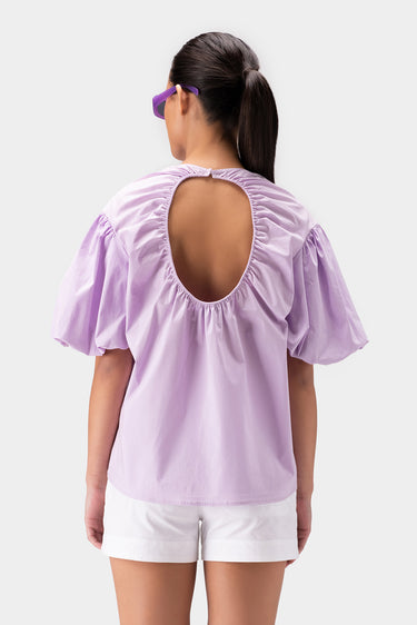 Round Neck Top with Baloon Sleeves